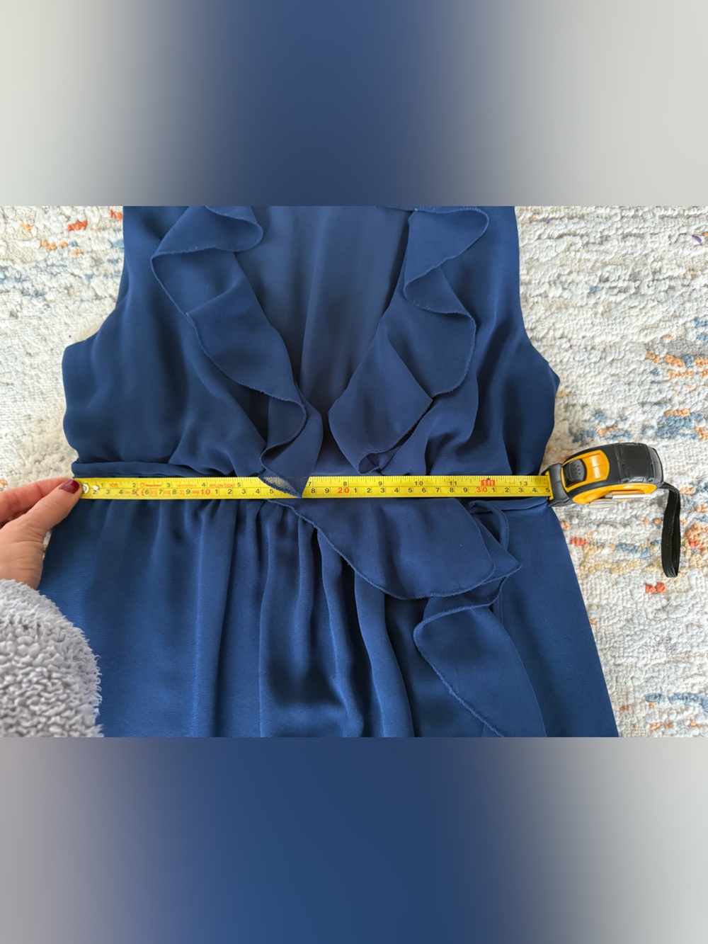 LIKE NEW Max Studio Navy Blue Ruffle Dress XS Summer Wedding Guest Cocktail - Picture 5 of 9